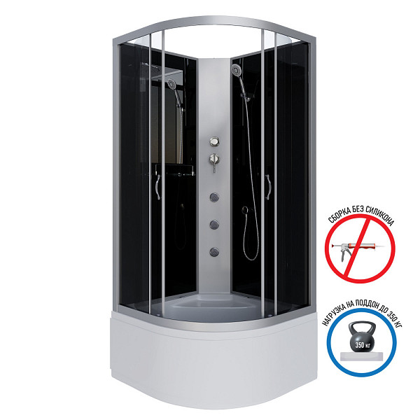 Душ.каб. NG-2508-14BKG (900х900х2000) высокий поддон(40см) стекло ТОНИРОВАННОЕ 4 места