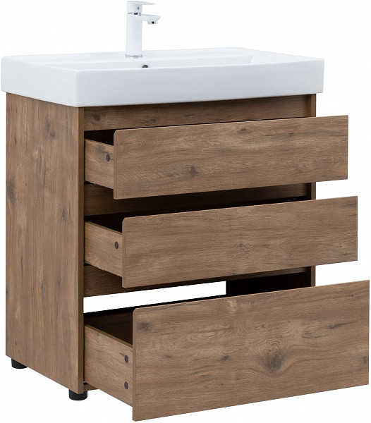 Тумба под раковину Aquanet Nova Lite 75 дуб рустикальный (3 ящика) 00302474