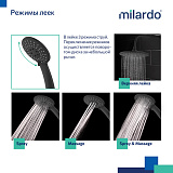 Смеситель для ванны с верхним душем, черный матовый, Rora, Milardo, RORBL4FM06