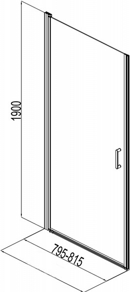 Душевая дверь Aquanet Cinetic AE12-N-80H190U-CT 800, прозрачное стекло AE12-N-80H190U-CT