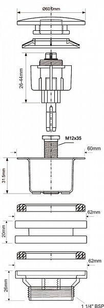Выпуск с пробкой McAlpine CWP60-CB