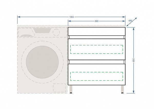 Тумба "Мадлен 130", 2 ящ., Мадлен 130