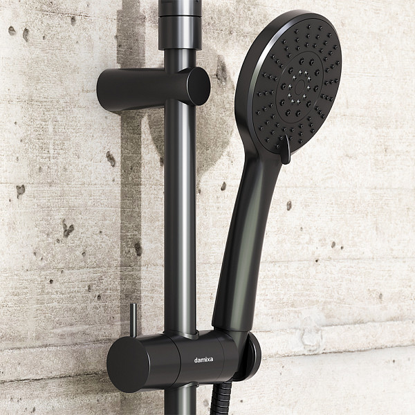 977730300 ДС Jupiter со смесителем полкой: верхний душ, ручной душ., штанга варио, чёрная