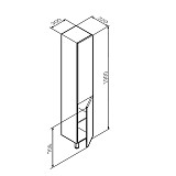 M90CSR0306GM GEM, шкаф-колонна, напольный, правый, 30 см, двери, push-to-open, графит матовый