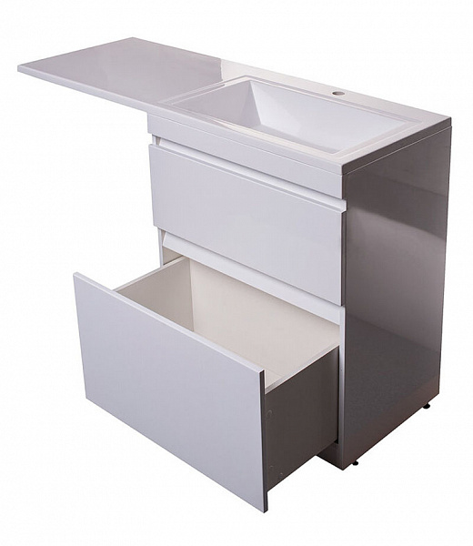 Тумба напольная "Даллас 130", Люкс белая, под раковину, PLUS, ЭМАЛЬ