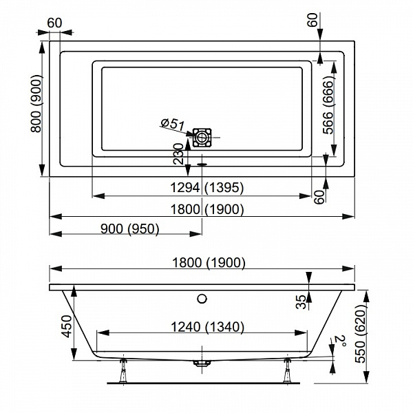 Акриловая ванна Vagnerplast Cavallo 190x90 VPBA190CAV2X-04