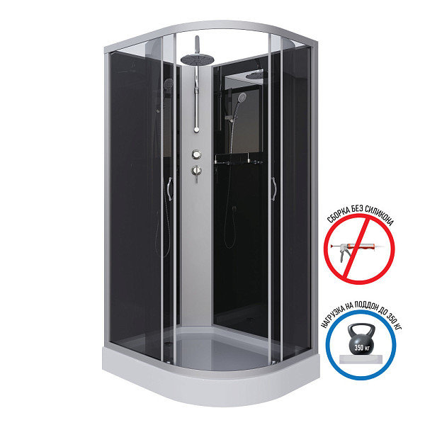 Душ.каб. NG-3512-14LBKT (1200х800х2100-2400) низкий поддон(13см) стекло ТОНИРОВАННОЕ 3 места