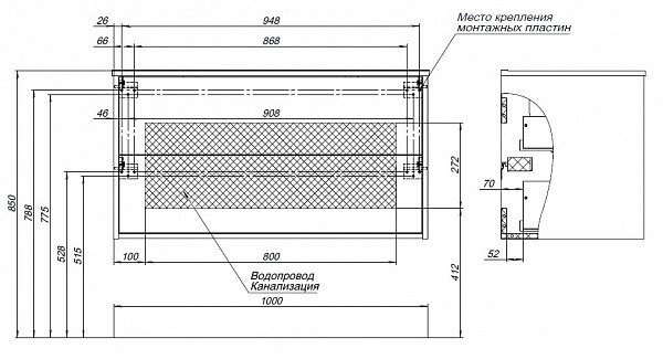 Тумба под раковину Aquanet Lino 100 (Flat) дуб веллингтон 00287545