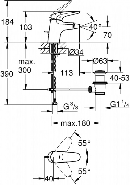 Смеситель для биде Grohe Eurostyle 23720003