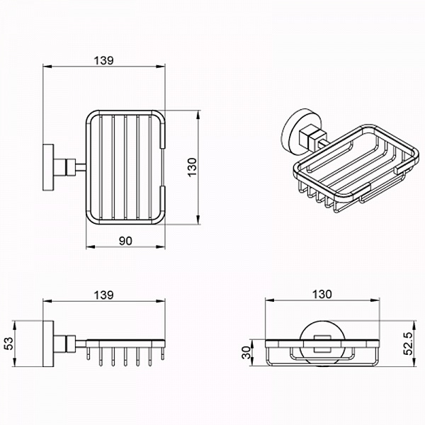 Мыльница решетка AZARIO NESSY, хром (AZ-73109A)