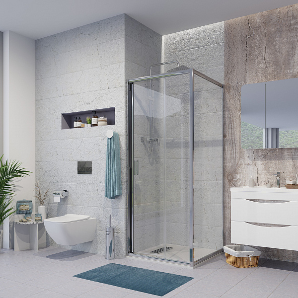 Душ.ограждение NG-62-10A-A100 (100*100*190) квадрат, дверь раздвижная, 2 места