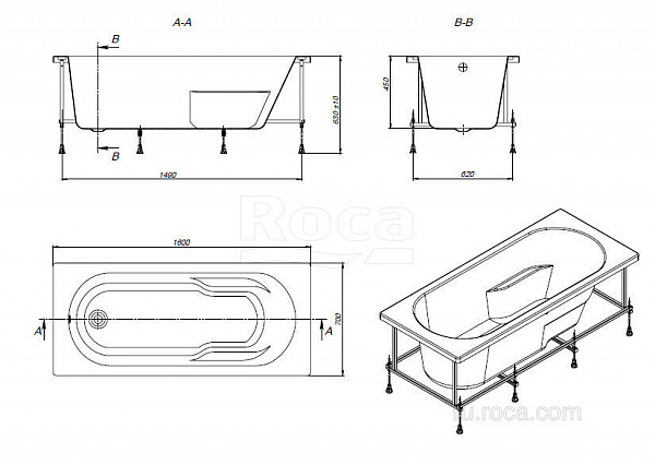 Акриловая ванна Roca Genova 160x70 ZRU9302973