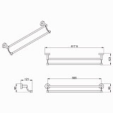 Полотенцедержатель AZARIO NESSY трубчатый двойной 58,5 см, хром (AZ-73102)