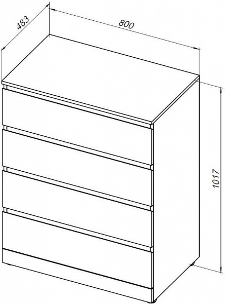 Комод Aquanet Сканди 800x480 Дуб эдгрейн (4 ящика) 00302541
