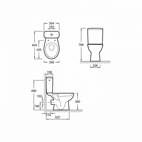 Унитаз-компакт (чаша) напольный безободковый Jacob Delafon Patio UJV102-00