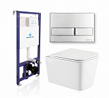 Комплект KOLLER POOL для монтажа  подвесного унитаза: Инсталляция DUNE 1200 SL с клавишей NEON Chrome, Унитаз KVADRO Rimless, сиденье дюропласт: SoftClose, Take Off, антибактериальное покрытие, система «Антивсплеск»