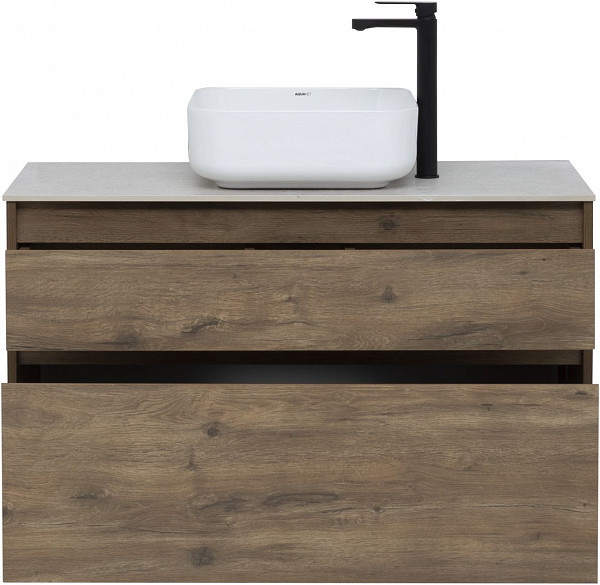 Тумба под раковину Aquanet Nova Lite 100 дуб рустикальный (2 ящика) 00249521