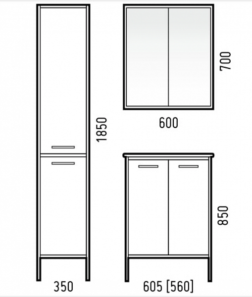 Шкаф-пенал Corozo Айрон 35 черный/белый SD-00000410
