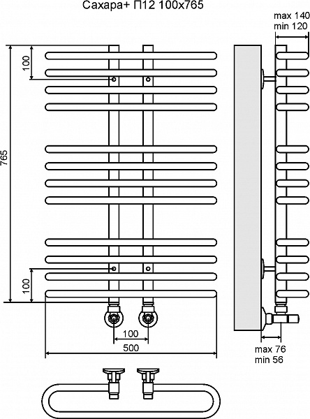 Полотенцесушитель водяной Terminus  Сахара+ П12 100х765