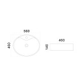 C8FC1X056GWOV Universal накладная раковина с базой под смес, 56 см, овал, бел глянц