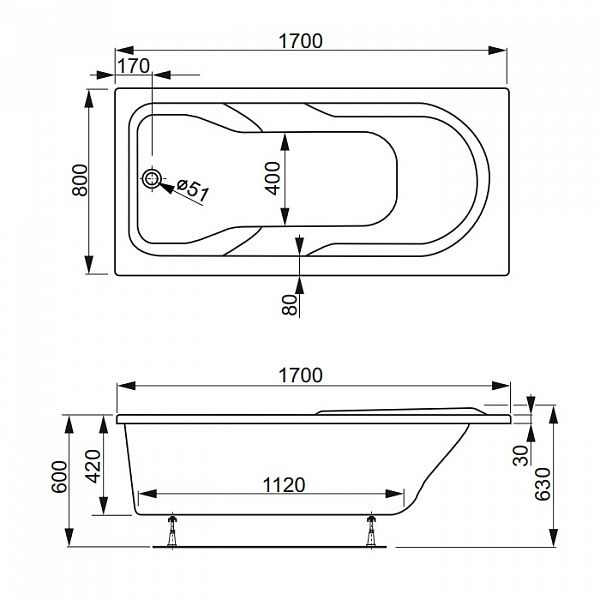 Акриловая ванна Vagnerplast Corvet 170х80 VPBA178COR2X-04