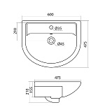 Полукруглая раковина Santek Астра 60 1WH110201