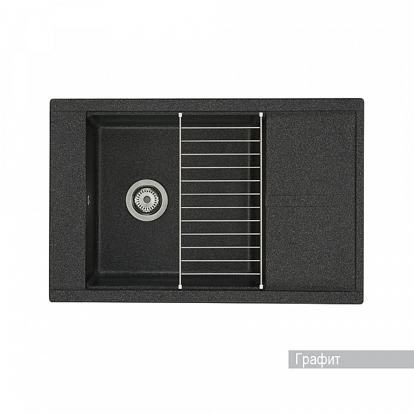 Мойка для кухни Aquaton Делия 78 прямоугольная с крылом графит 1A715132DE210