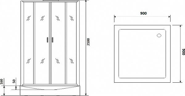 Душевая кабина Niagara Premium 90х90х210 NG- 6901-01GQ BLACK