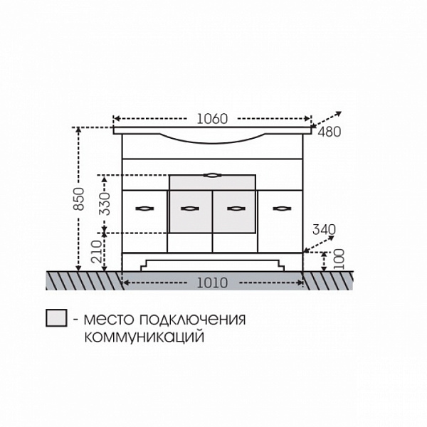 Тумба под раковину Монарх 105 на цоколе Санта 700127