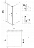 Душ.ограждение NG-63-8A-A80 (80*80*190) квадрат, дверь распашная, 2 места