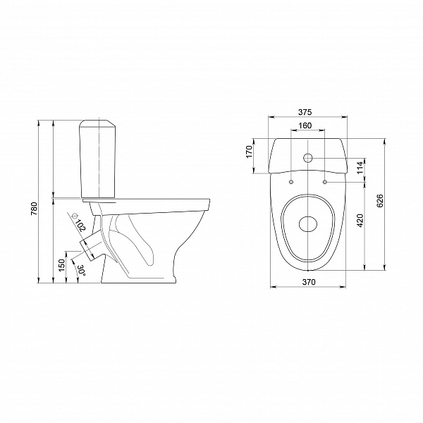 Унитаз-компакт Santeri Вест крап на белом 1.P201.8.S01.00B.F