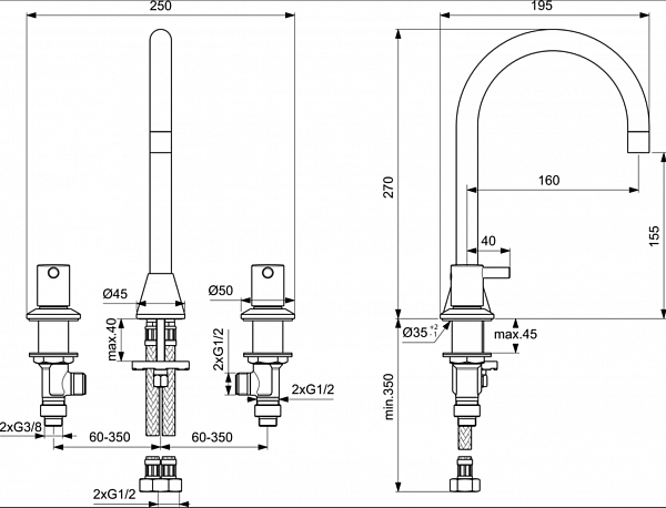 Смеситель Ideal Standard Ceraline BC196AA для раковины