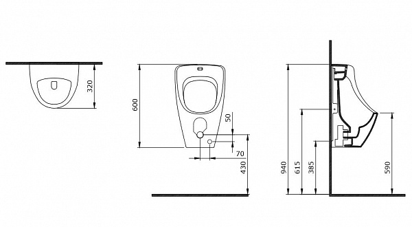 Писсуар подвесной Bocchi Taormina Arch наружный подвод воды 1383-001-0130 белый