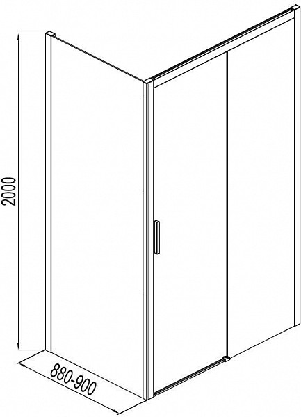 Боковая стенка Aquanet Pleasure AE60-F-90H200U-BT 90, прозрачное стекло AE60-F-90H200U-BT