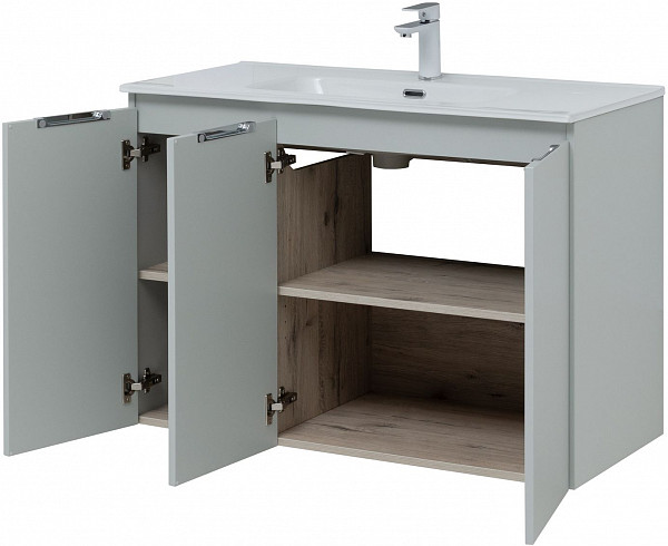 Тумба под раковину Aquanet Алвита New 100 3 дверцы, серый 00277532