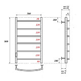 Полотенцесушитель электрический Point Афина PN04758 П6 500x800 диммер слева, хром