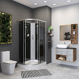 Душ.каб. NG-3512-14RBK (1200х800х2000) низкий поддон(13см) стекло ТОНИРОВАННОЕ 3 места