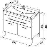Тумба под раковину Aquanet Верона 100 белый (напольная 1 ящик 2 дверцы) 00182710