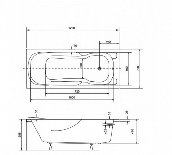 Акриловая ванна Besco Majka Nova 120x70 WAM-120-PK