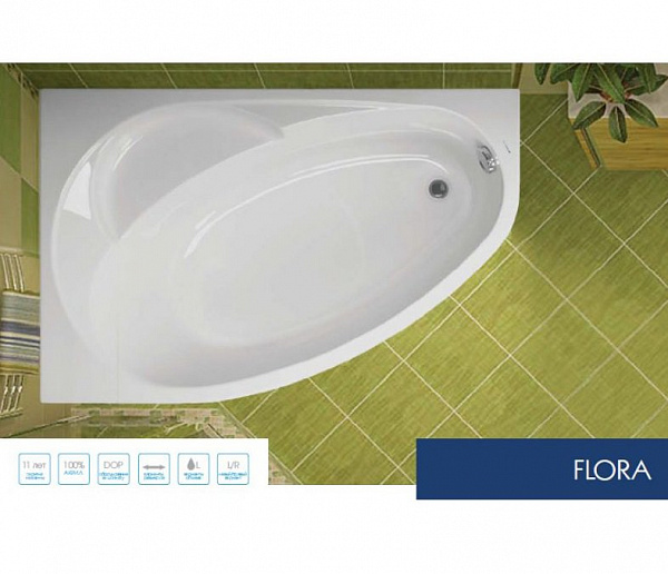 Акриловая ванна Vagnerplast Flora 150x100 левая VPBA151FLA3LX-04