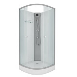 Душ.каб. NG-4301-14BK (900х900х2000) низкий поддон(13см) стекло МАТОВОЕ 3 места