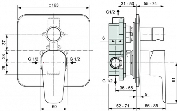Смеситель Ideal Standard Cerafine D A7191AA для ванны с душем