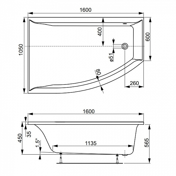 Акриловая ванна Vagnerplast Veronela Offset 160x105 левая VPBA160VEA3LX-04