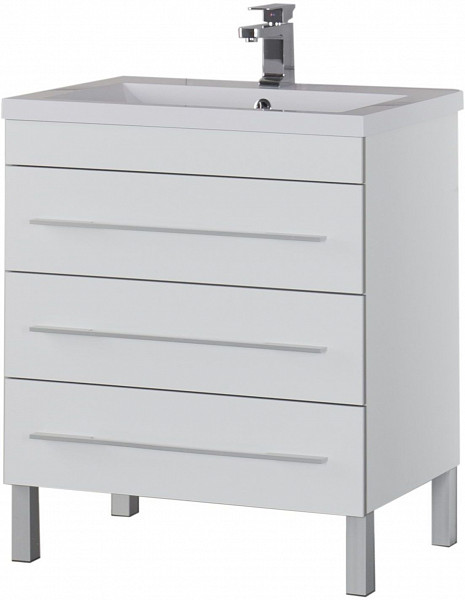 Тумба под раковину Aquanet Верона 75 белый (напольная 3 ящика) 00178254