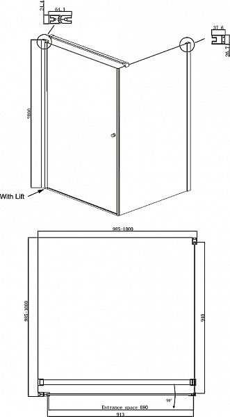 Душевое ограждение Ambassador Nord 13011104