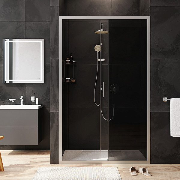 W90G-120-1-195MG Gem Solo Дверь душевая 120х195, стекло тонированное, профиль матовый хром