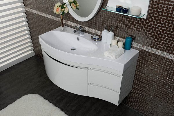 Тумба с раковиной Aquanet Опера 115 L белый (2 дверцы 2 ящика) 00212990