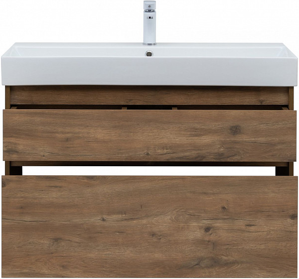 Тумба под раковину Aquanet Nova Lite 100 (SLIM SYNERGY) дуб рустикальный, 2 ящика 00249957