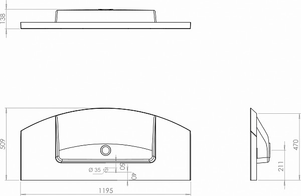 Раковина для тумбы De Aqua Лонг 120 WL 120