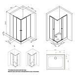 W94G-403-10080-MТ Душевое ограждение X-Joy Square Slide 100х80, мат хром, прозрачное